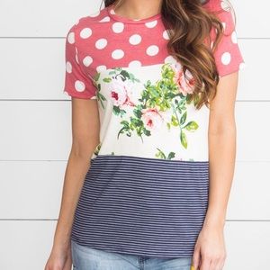 Large mixed print top